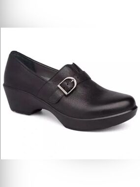 Dansko Black Leather Buckle Slip-On Loafer